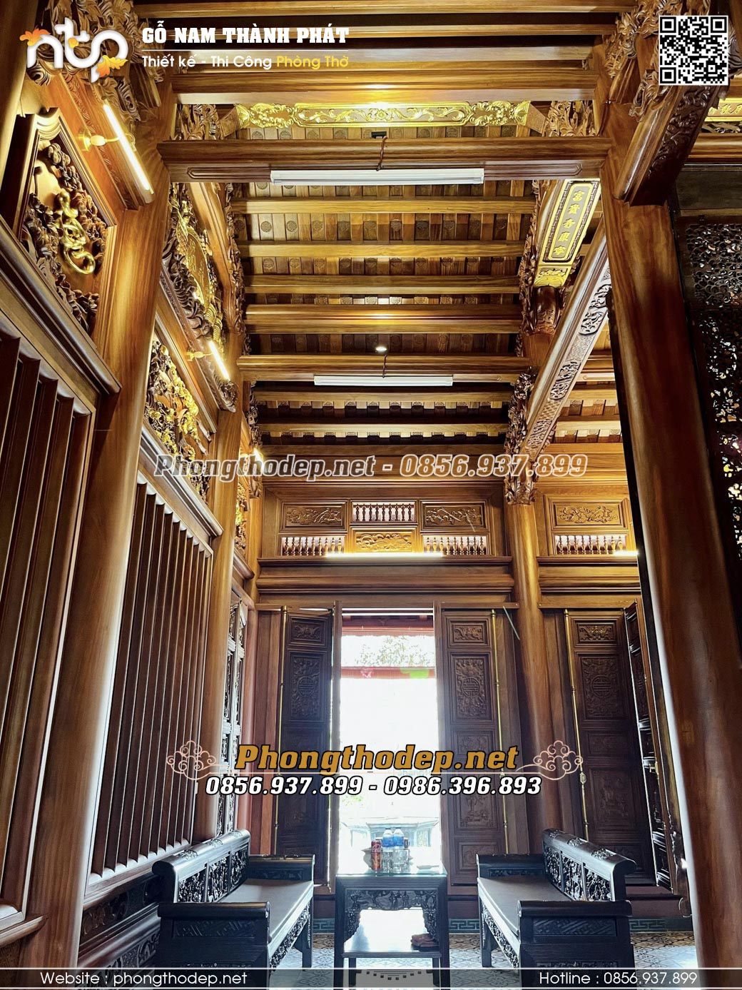 Bố trí nội thất gian bên phải nhà gỗ 3 gian